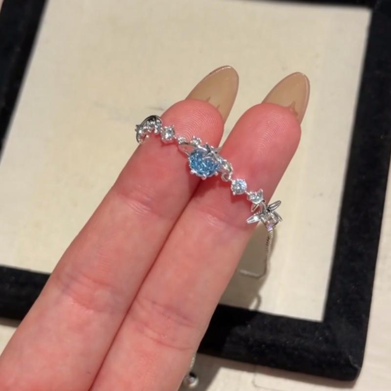 Moon & Star Ice Blue Zirconia Starburst Bracelet – Luxury, High-End Design for Women