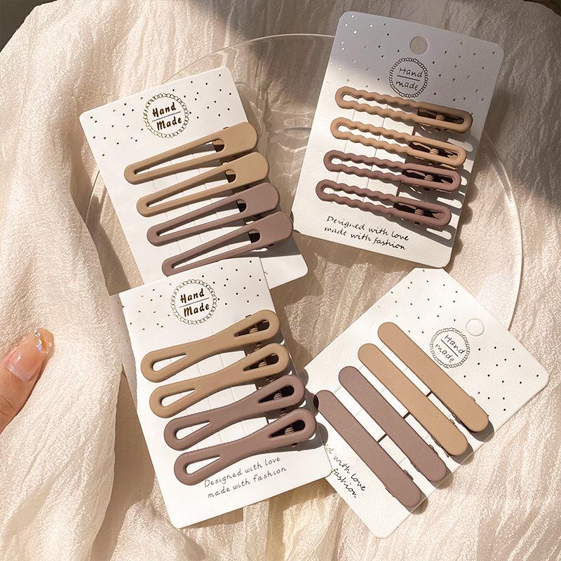 Set of 3 Gradient Coffee & Candy Color Duckbill Hair Clips - European & American Style