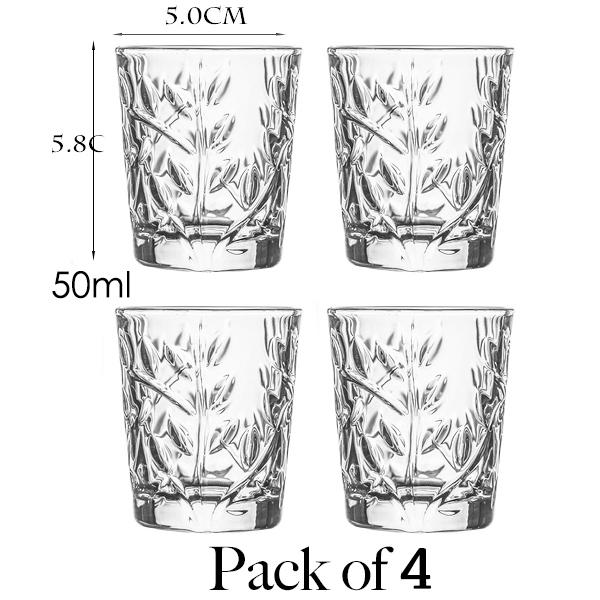 50ml Shot Glass Carved Patterns Vodka Glass Whiskey Shot Glass