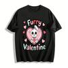 Cute Rabbit Heart Print Valentine's Day Furry Style Tops Pure Cotton T-shirt