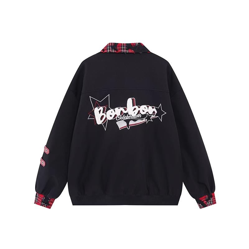 Autumn Winter Punk Harajuku Coats American Vintage All Match Casual Commuter Loose Jackets Constrast Color Japan Print Clothing