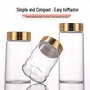 65mm Thickened High-Transparency Glass Bottle with Gold Oxidized Aluminum Screw Cap for Cereal and Grain Packaging.
