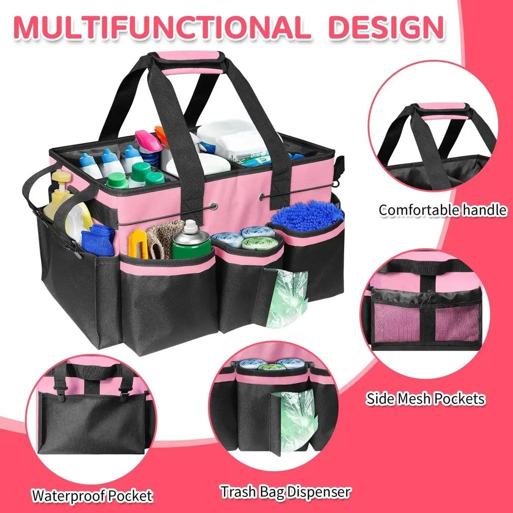 Sac de rangement multifonctionnel pour outils de nettoyage, imperméable et résistant à l'usure, grande capacité, en tissu Oxford.