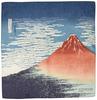Maruzen Japanese Cotton Furoshiki Hokusai Red (Wrapping Cloth) Fuji, 50x50cm, No.101