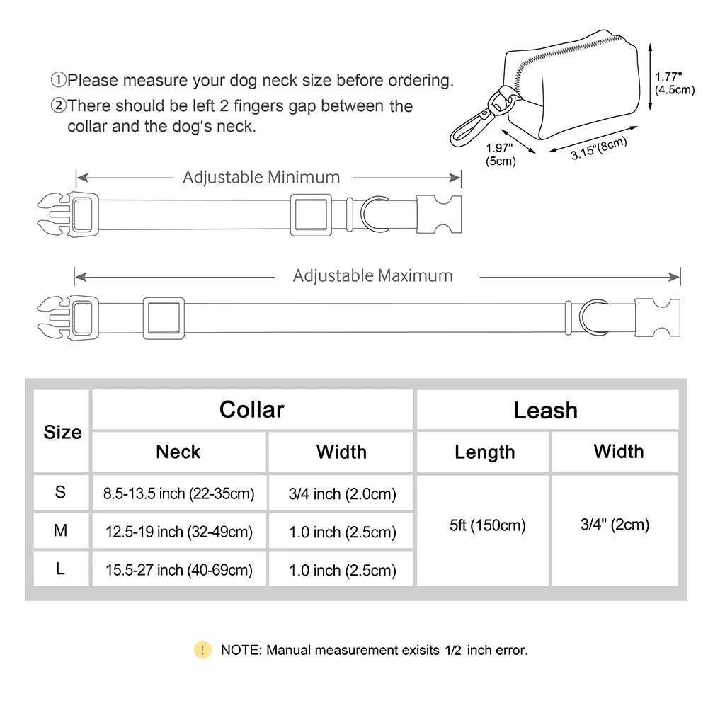 Spersonalizowany zestaw obroży i smyczy dla psa, niestandardowe obroże dla psów ze skóry PU, kolorowe obroże dla zwierząt ze smyczami, woreczki na psie odchody dla psów, mops