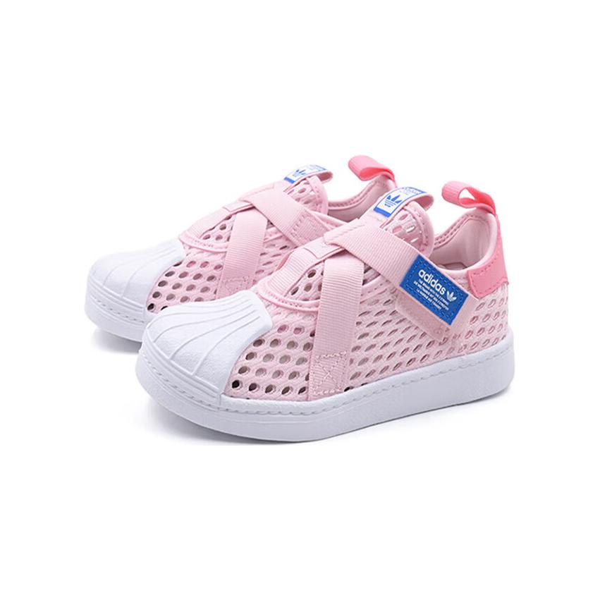 Adidas Originals Comfortable Simple Sweat-Absorbing Breathable Durable Low-Top Walking Shoes Baby Shoes Pink White IE8198