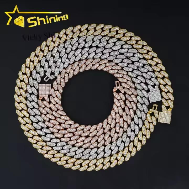 Worldwide Shipping Cheapest Price 12MM CZ Cuban Link Chain Fashon Iced Out Brass Hip Hop Men Cuban Link Necklace