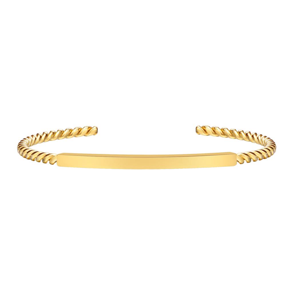 Women Gold Color Stainless Steel Cuff Bracelet, Chic Jewelry Wristband Plain Slip Bangle, Stacking Bracelet Gift To Young Girls