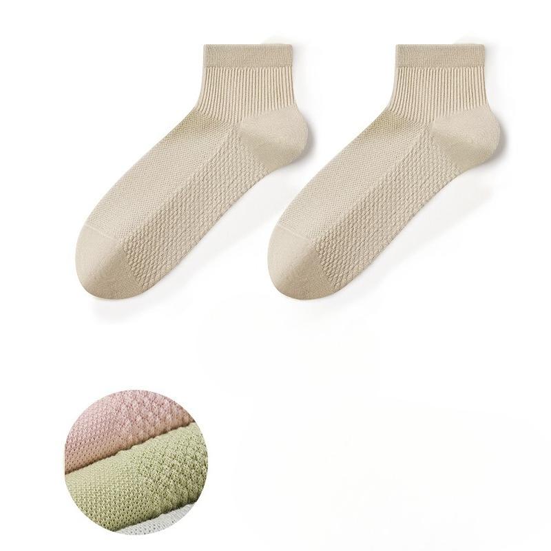 Pure Cotton Women's Spring and Summer Thin Short Socks, Women's Breathable, Sweat-absorbing, Deodorizing and Antibacterial White Boneless Socks