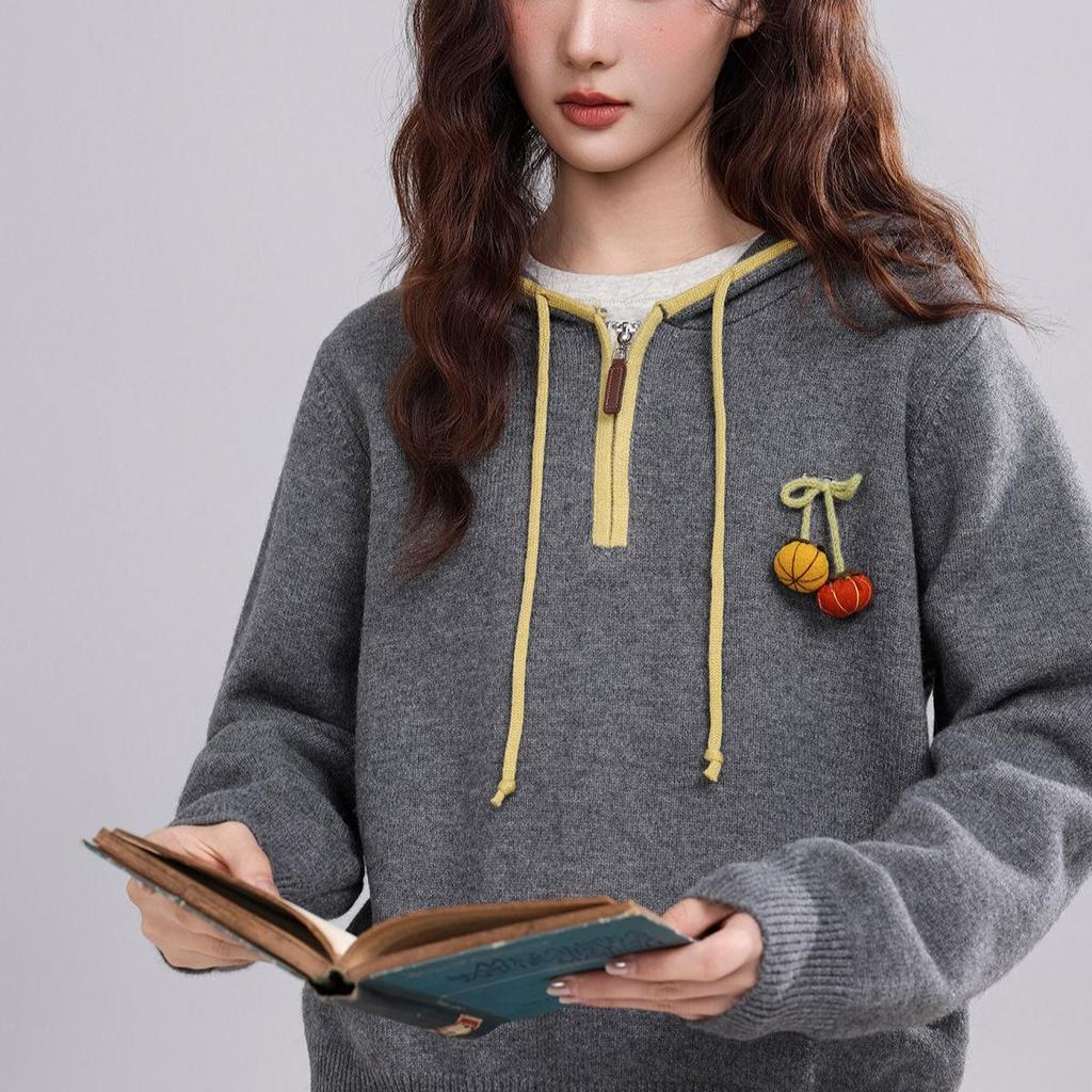 Women's Half-Zip Red Christmas Sweater - Simple & Loose Fit (2026 Winter Collection)