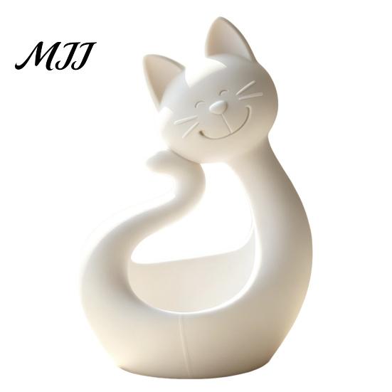 Entryway Key Storage Cat Shape 3D Printed Tray, Matte Finish Decorative Desktop PLA Material Trinket Tray Durable Ornament for Bedroom Dressing Table