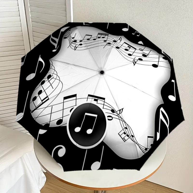 1PC Music Notes Umbrella-8-Rib Reinforced, Automatic Open, Lightweight & Durable, Cute Fashion Accessory for Outdoor-W172