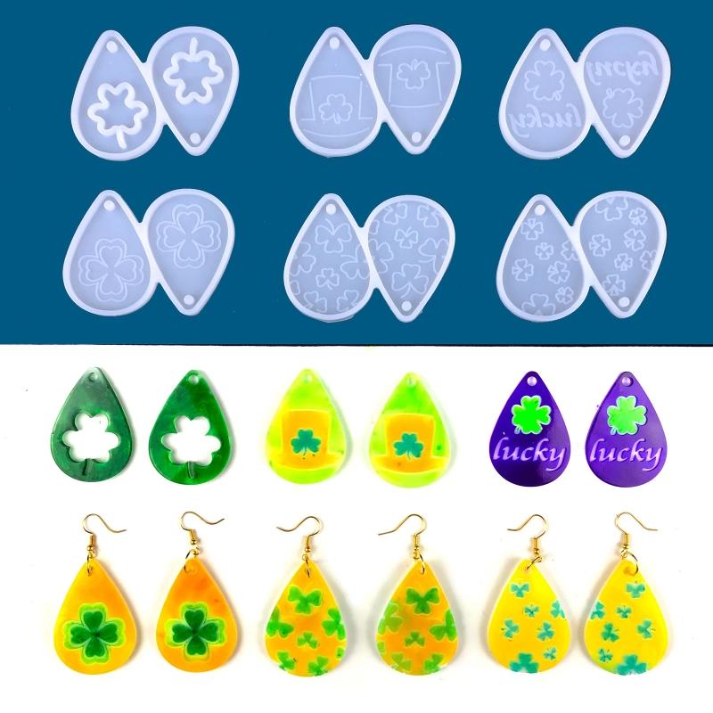 Ohrring Harzform Kleeblatt Ornament Silikonform Epoxidharz Gießen mit Loch für DIY Handwerk Schmuckherstellung Anhänger