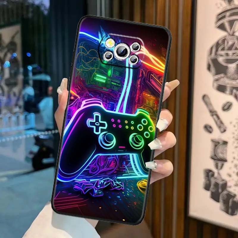 Creative game controller For Xiaomi Mi Poco F3 F4 F5 F6 X3 X4 X5 X6 X7 M3 M4 M5 M6 M7 GT Pro 5G Black Phone Case