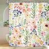 Spring Boho Style Kids Girls Teen Wildflowers Pink Watercolor Fabric Bathroom Curtains, Trendy Botanical Bathroom Decor Set