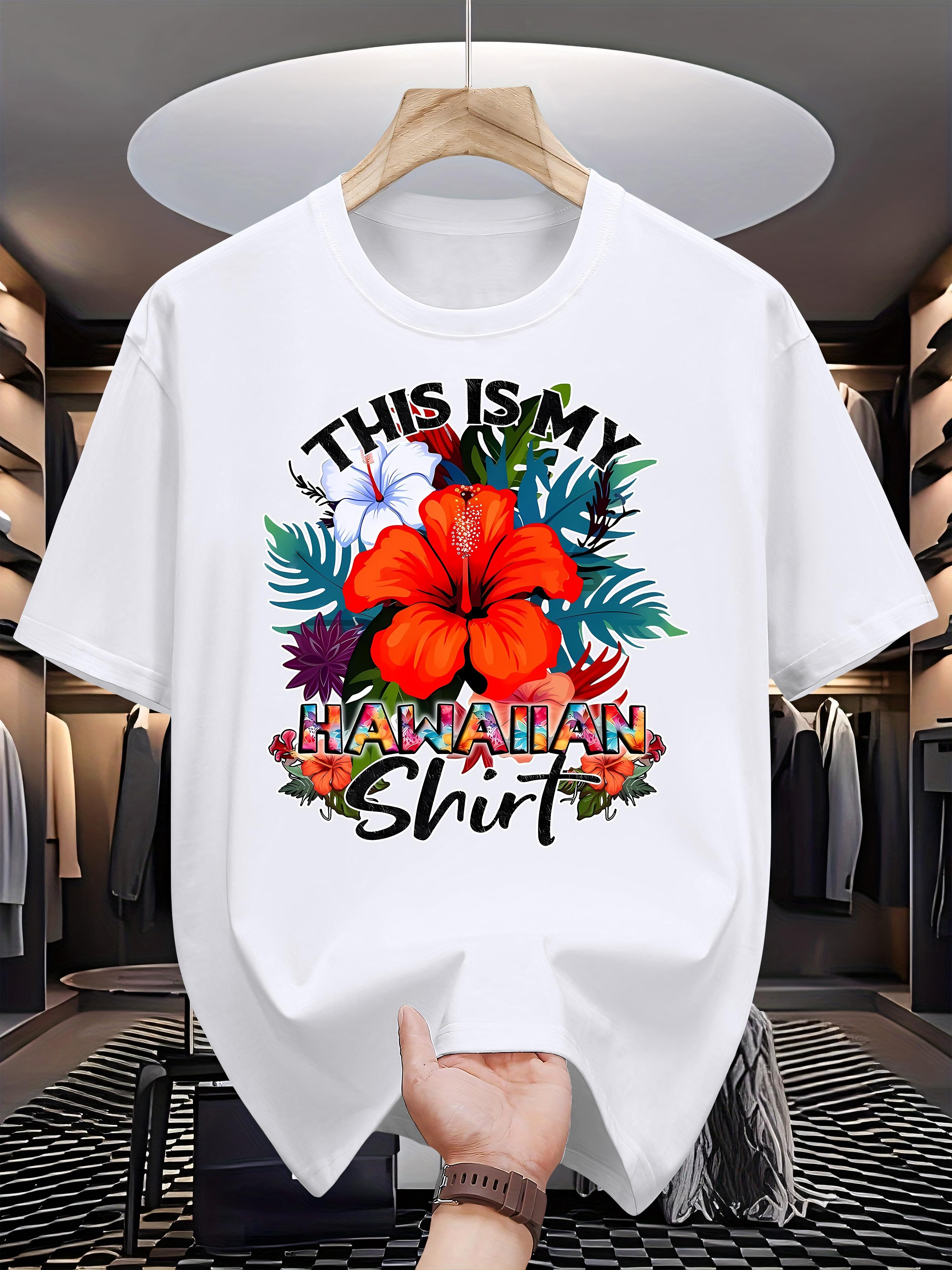 Tropical Hawaiian Shirt - 100% Cotton Casual Crew Neck T-shirt with Vibrant Floral Print M