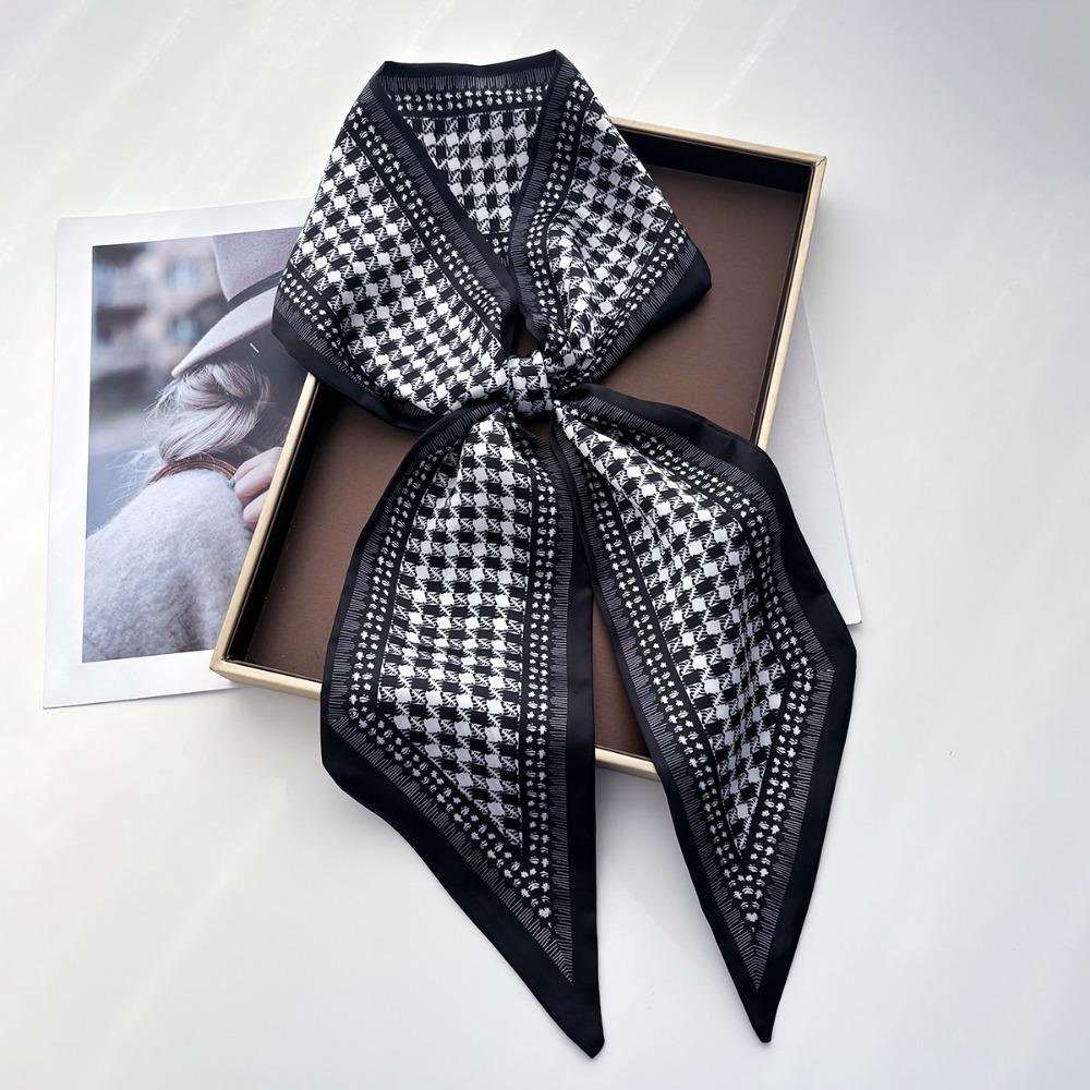 Scarf Women Dot Print Long Silk Feeling Bag Tie Neck Skinny Scarves Female Foulard Hairband Print Lady Neckerchief Ribbon