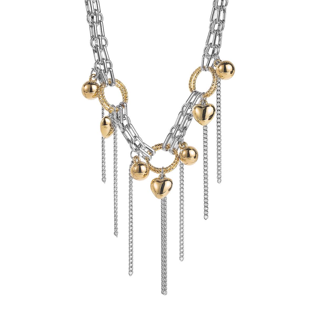 N13118 Trendy Geometric Heart Pendant Tassel Copper Necklace