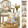 Pcs Easter Throw Pillow Cover Rabbit Eggs Decorative Pillowcase for Sofa Bed Cushion Case for Spring Holiday Home Decor Easter