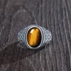 S925 Silver Tiger Eye Stone Live Mouth Men's Ring Vintage Style Natural Gift Opening Ring Gold Sense 2026