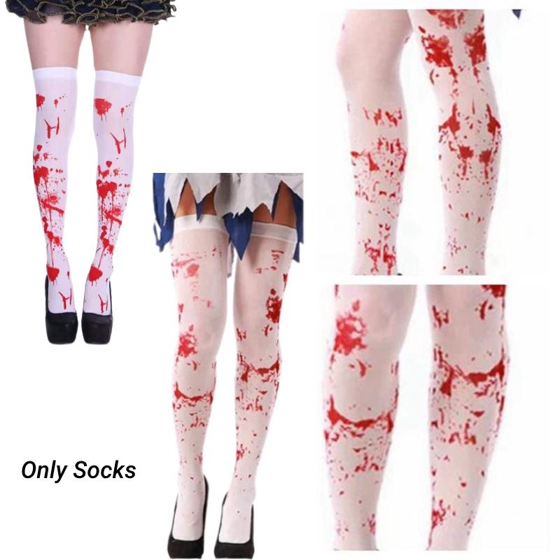 Halloweenowe Krwawe Pończochy Na Imprezę Kostiumową Pielęgniarka Zombie Krwawe Jedwabne Pończochy