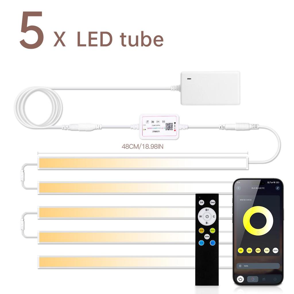 Colors Dimmable CCT LED Light Bar Strip 2700K-6500K 48CM Aluminium Tube Bluetooth APP Control For Under Cabinet Kitchen Lighting