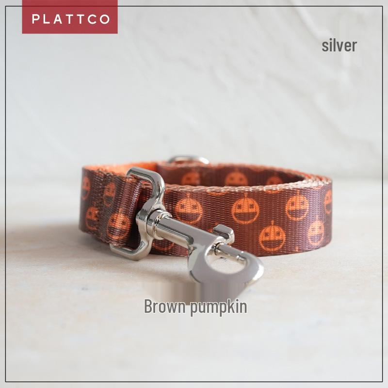 PLATTCO Brown Pumpkin Nylon Pet Collar & Leash, PDL338 S 2.0cm x 120cm