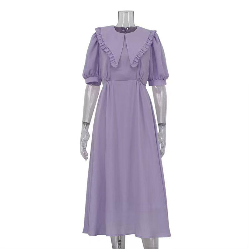 

Western Style Fashion Doll Collar Lantern Sleeve Dress Doll Collar Lantern Sleeve Dress Purple L