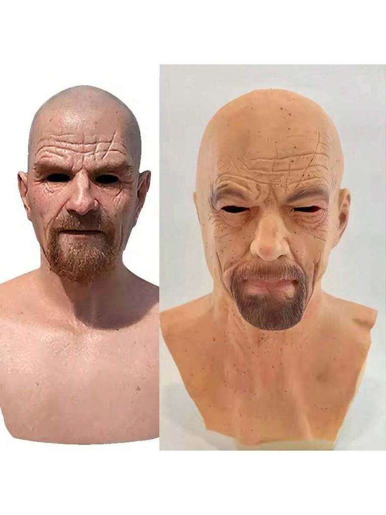 Realistic Bald Old Man Mask Breaking Bad Walter White Mask Heisenberg Latex Mask Adult Halloween Cosplay Party Masquerade Props