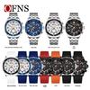 Oufanni Men's Quartz Watch with Silicone & Steel Straps, Waterproof, Calendar, and Small Seconds Hand
