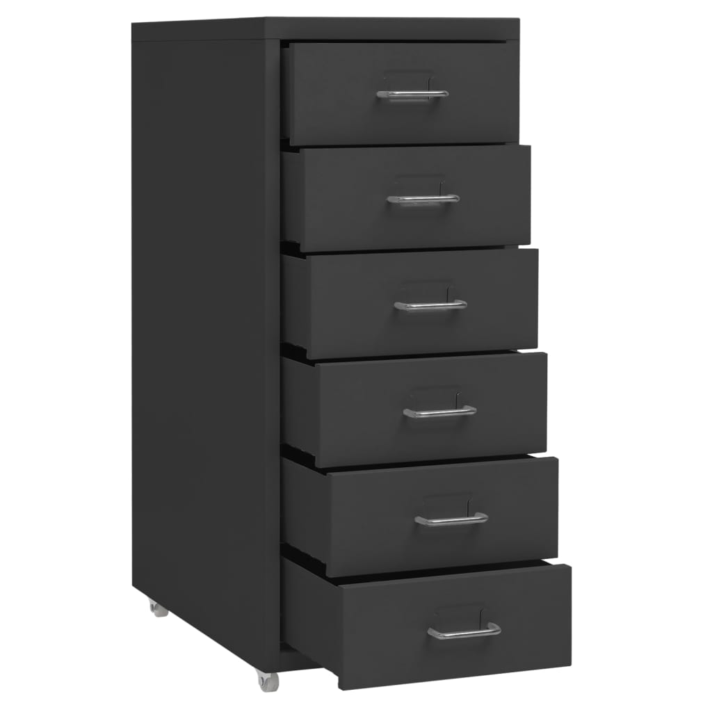 Aktenschrank mit Rollen Anthrazit 28 x 41 x 69 cm Metall