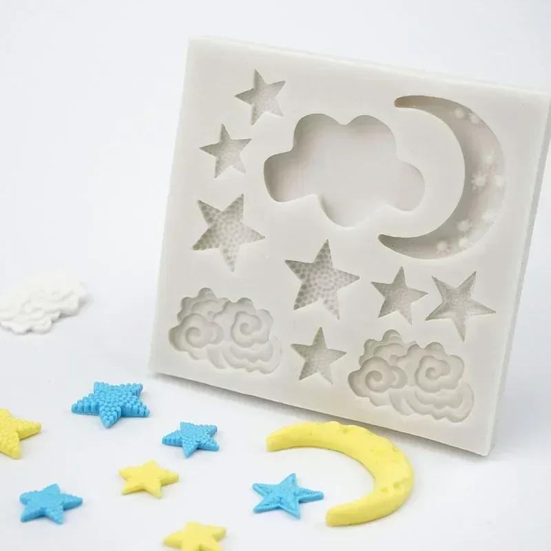 Handmade Creative Molds Cloud Moon Star Silicone Mold Geometric Pattern DIY Chocolate Candy Molds Cake Decor Candle Soap Mould