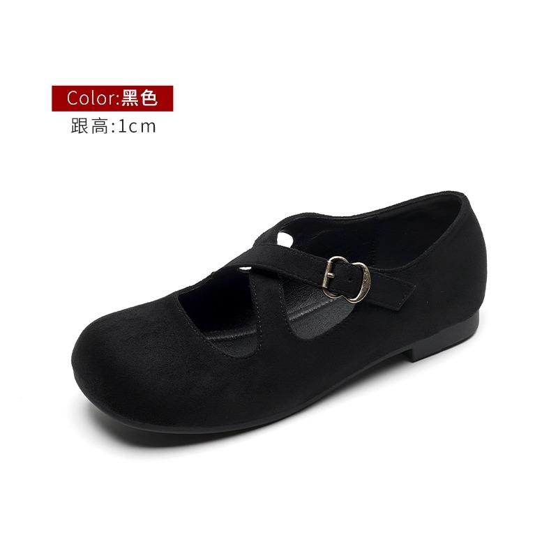 Sheepskin Version~ Genuine Leather Retro Small Man Inner Height Increase Red Light Mouth Single Shoes Women's Cross Belt Mary Jane Small Leather Shoes