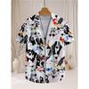 2026 Men's Summer Shirt Lapel Design Swimming Circle Gorilla Pattern Men's Large Size Shirt Fashion Loose Seaside Partywear