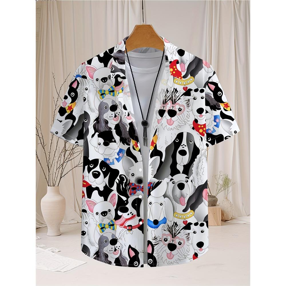 2026 Men's Summer Shirt Lapel Design Swimming Circle Gorilla Pattern Men's Large Size Shirt Fashion Loose Seaside Partywear