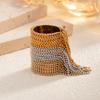 Kunjoe Fashion Stainless Steel Long Tassel Chain Open Rings For Women Charm Hip Hop Geometric 18K Gold Plated Wide Ring Jewelry