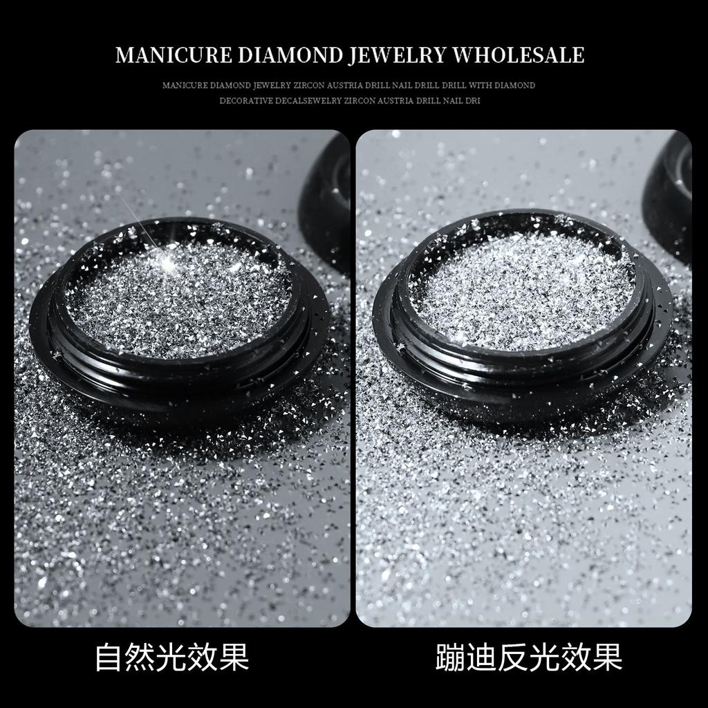 Nail Art Crystal Crushed Diamond Powder, Micro-Diamond Explosion Flash Reflective Bouncing Powder, High-Gloss Spar Glitter Powder, Nail Powder