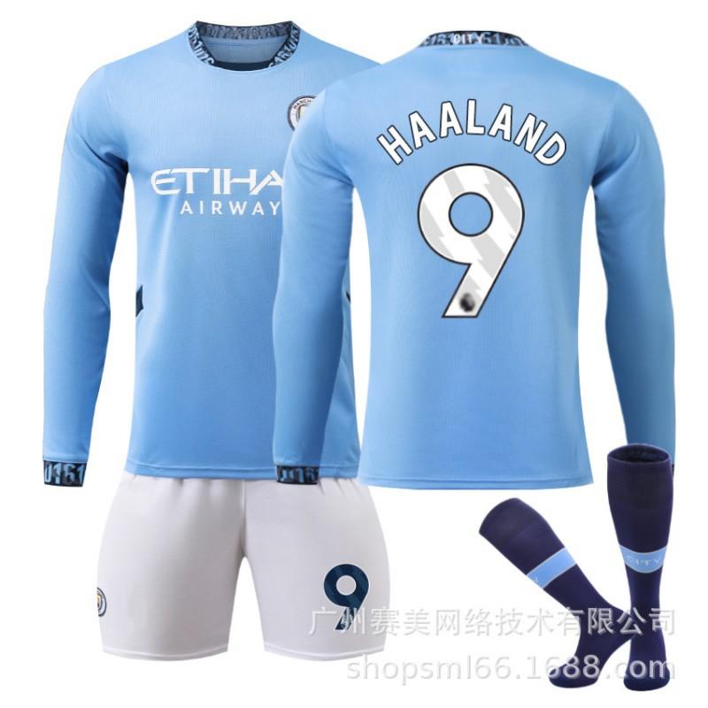 2425 Manchester City Heim Langarm Trikot Set 17 De Braunet 9 Harland 47 Forden 16 Rod Fußballtrikots