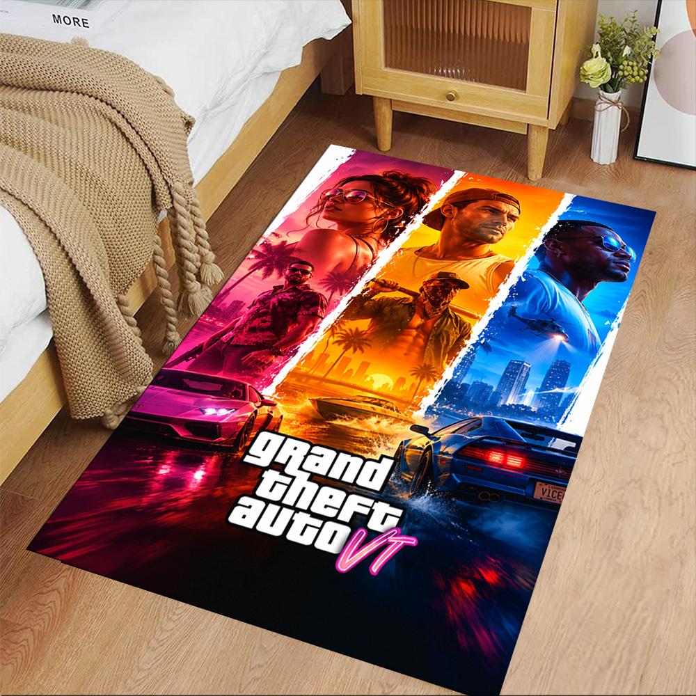 Grand Theft Auto Fußmatten Design für Flur Außenbereiche Schlafzimmer Eingangsbereich Rutschfester Teppich Büro Heimdekoration Spirituelles Geschenk