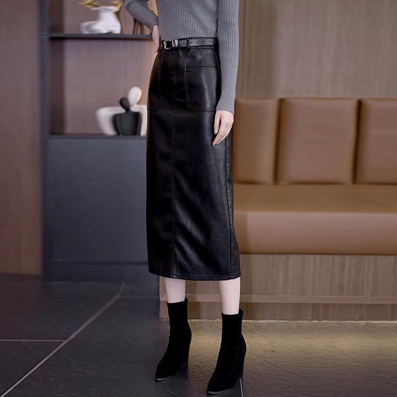 2025 Neue High-Waist Midi Leder Bleistiftröcke für Herbst/Winter