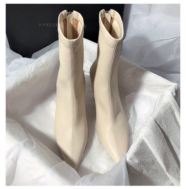 2025 Damstövletter med stilettklack – Smala, stilrena korta skaft spetsiga klackar
