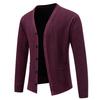 Men Knitting Cardigan V-Neck Long Sleeve Buttons Placket Sweater Jacket with Pockets Solid Color Autumn Winter Knitwear
