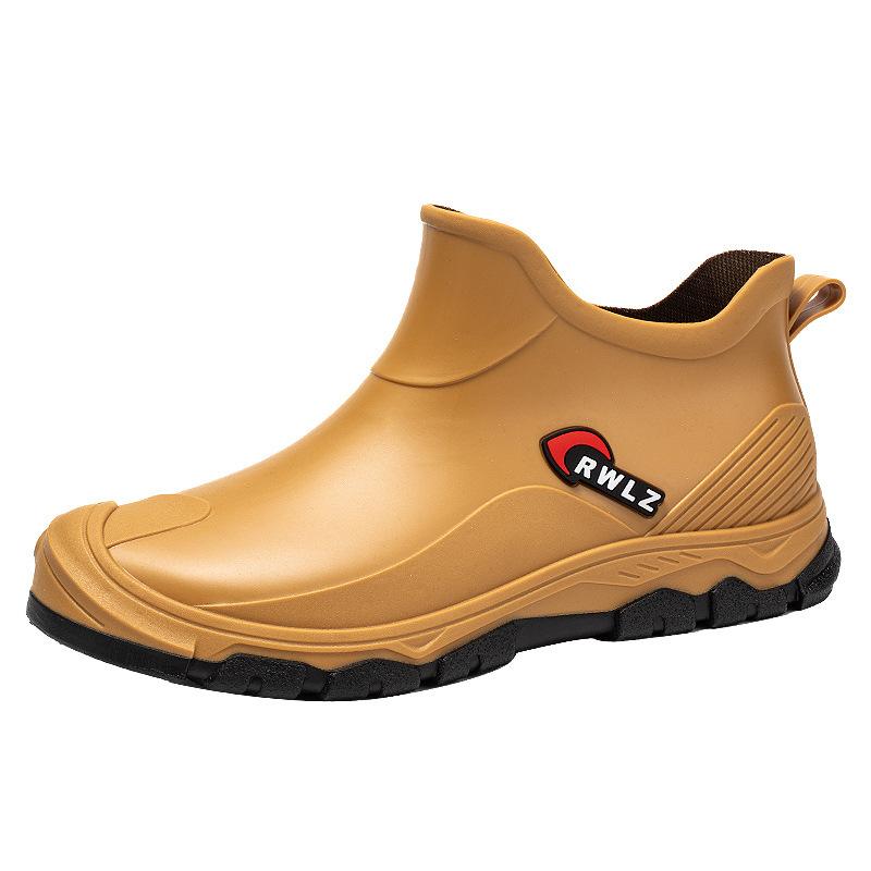 New Men's Rain Shoes Waterproof Rain Boots Non-slip Water Shoes Fashionable Low-top Wear-resistant Casual Rubber Shoes