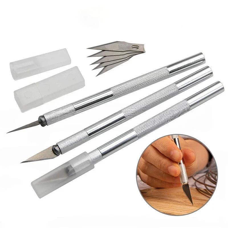 6 stuks Kunstmes Houtsnijwerk Handaccount Papier Snijden Snijgereedschap Accessoires Aluminiumlegering Handen Houtsnijmes Model