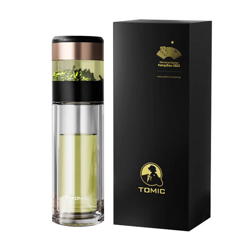 TOMIC Double Wall Tea Infuser Glass Bottle 260ML