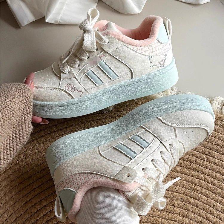 High-value velvet thickened sports board shoes children's 2025 winter new cotton shoes platform-soled sports shoes warm cotton shoes