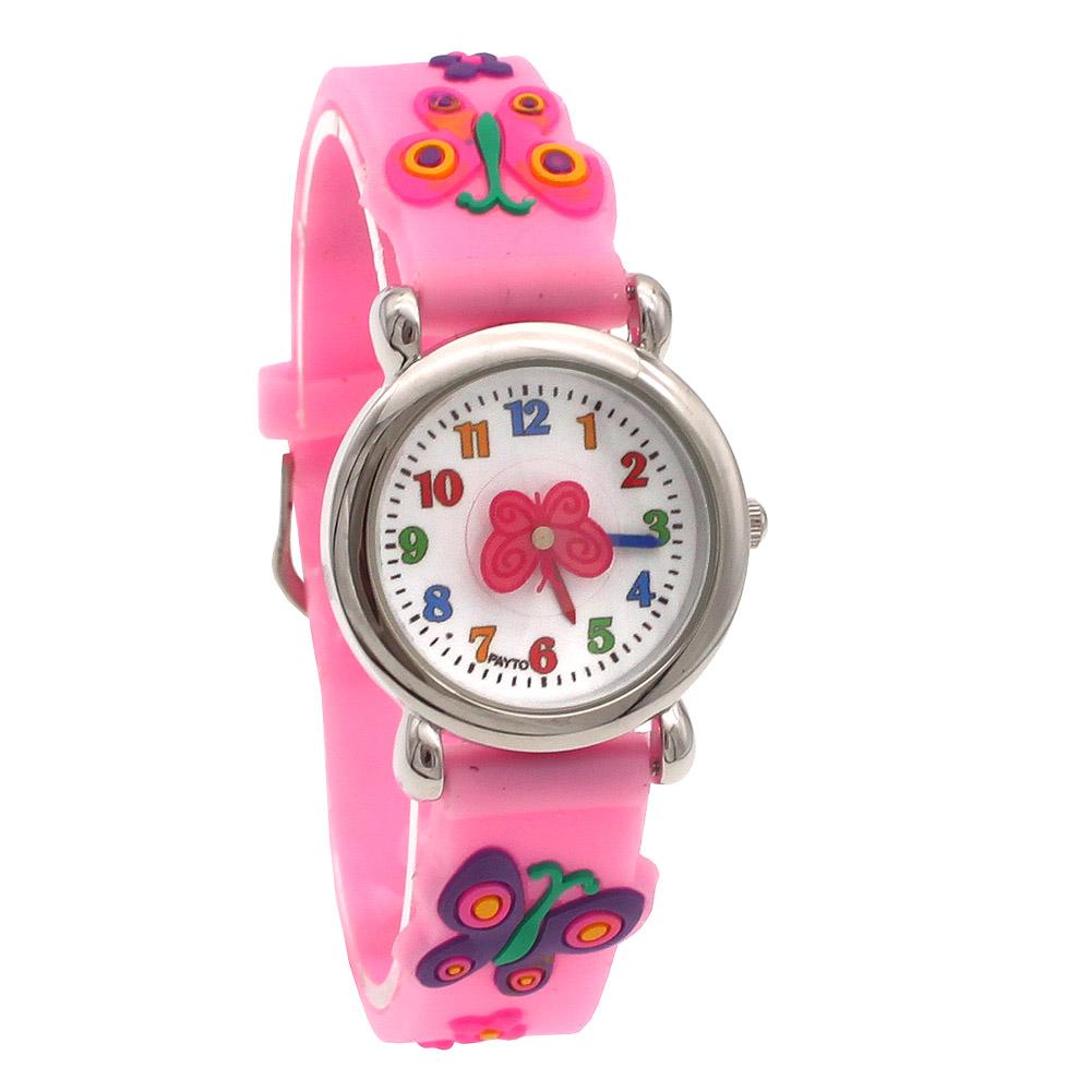 10pcs/Lot, Butterfly Watch 3D Silicone Strap Children Quartz Watch Kids Girl Boys Students Watches Wristwatch Gifts Wholeslaes