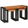 Nesting Tables Set of 3 Solid Acacia Wood and Metal