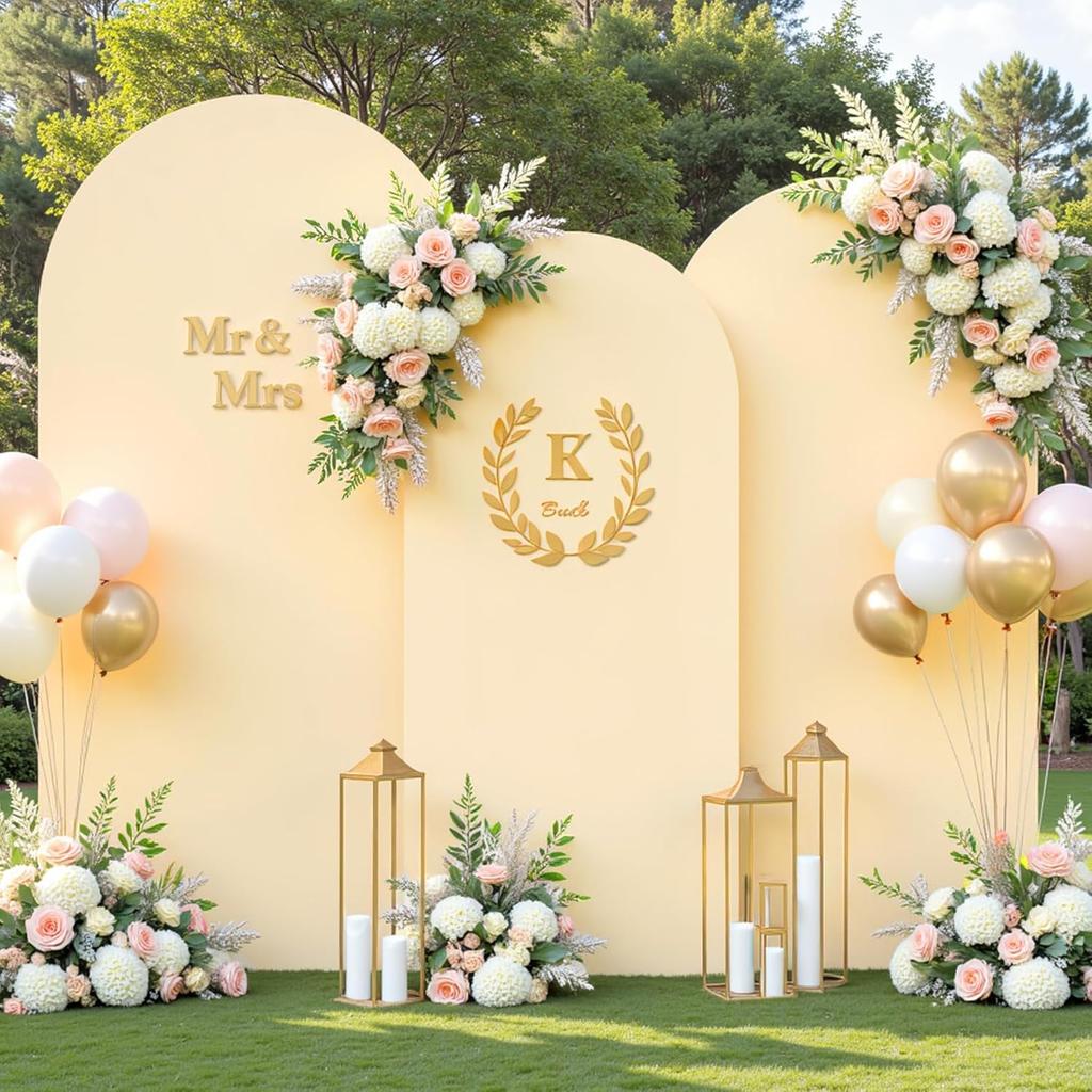 6ft/6.6ft/7.2ft Wedding Arch Cover Double Sided Spandex Fitted Fabric Arch Backdrop For Birthday Party Wedding Arch Decoration