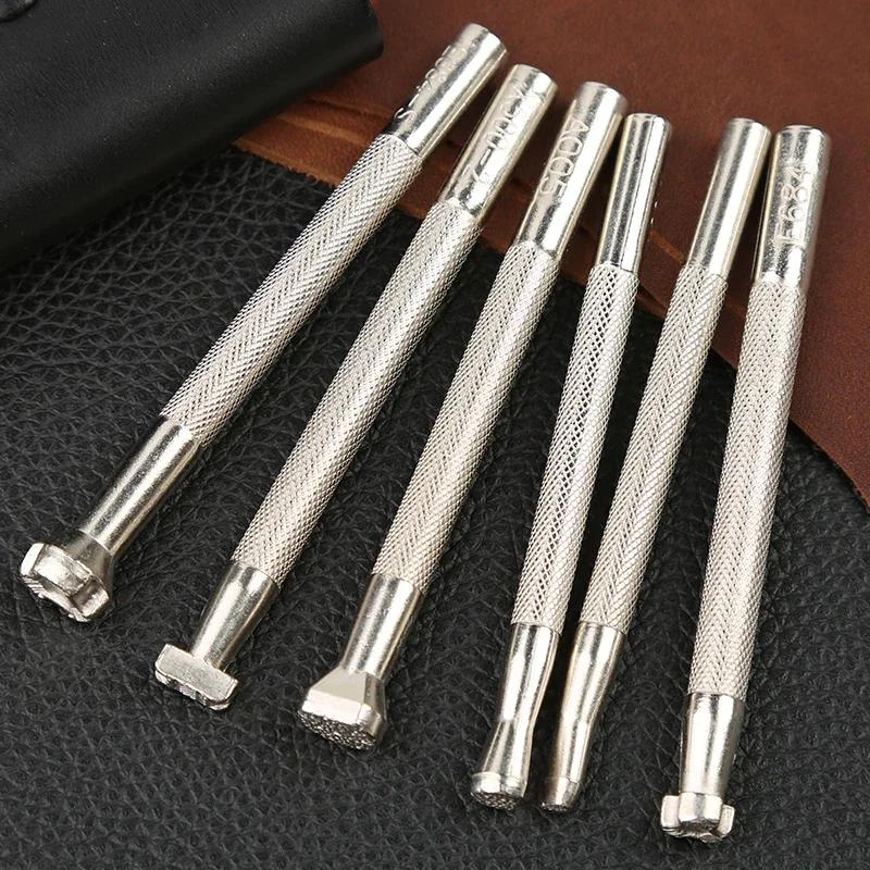6Pcs/Set Leather Stamping Printing Tools Kit Alloy Stamp Punch Set Carving Saddle Making Tools for Leather Craft DIY Art Working